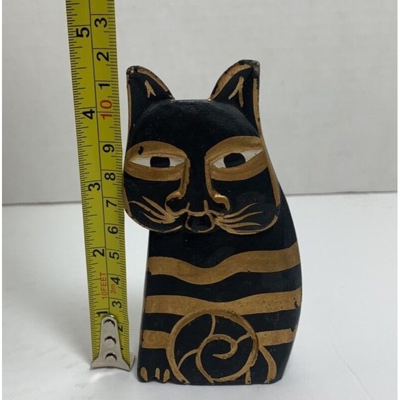 “”SOLD”” Wood Hand Painted Carved Laurel Burch Cat Figurine Single Replacement - Picture 7 of 10